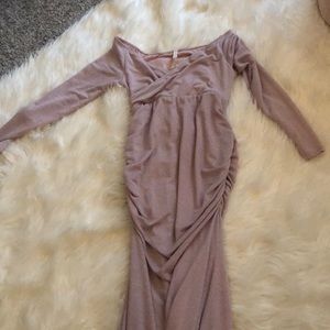 Pink metallic maternity photoshoot gown